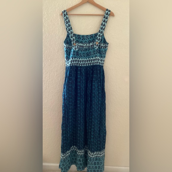 Faherty Gracie Blue Bali Bloom Linen Maxi Dress - Picture 3 of 8